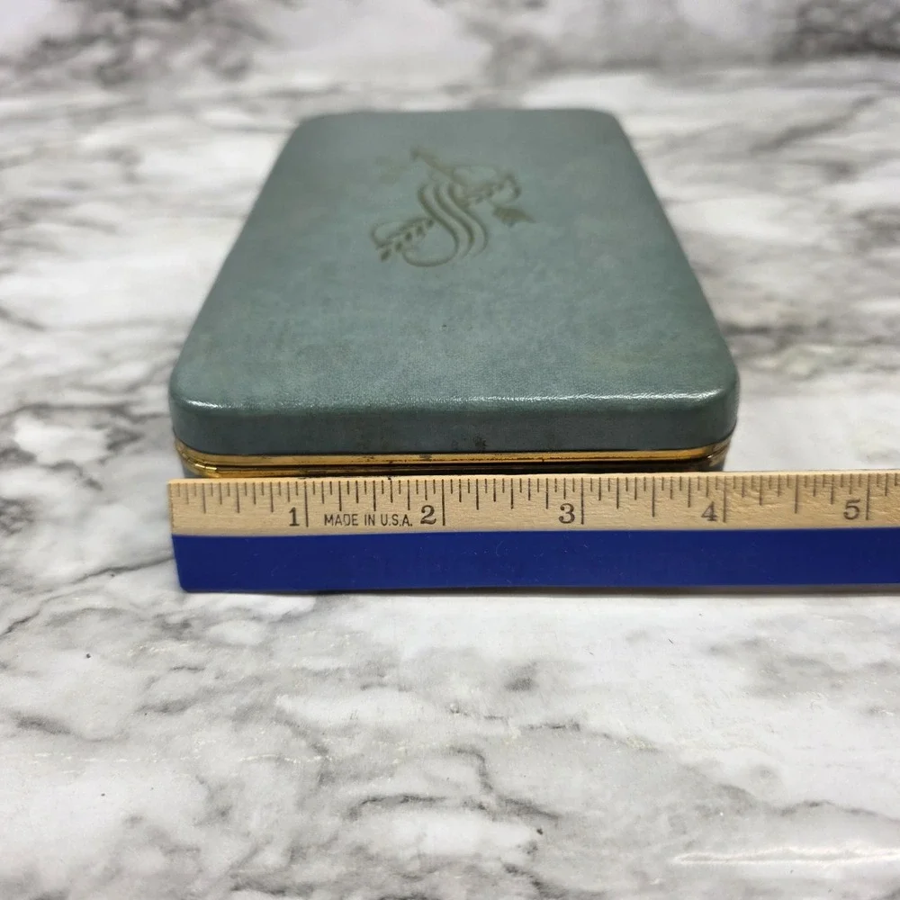 Vintage Genuine Tory Jewel Box 50's 60's Blue Velvet Interior READ Description